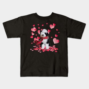 Sheepadoodle Valentines Day Shirt Heart Funny Dog Lover Kids T-Shirt